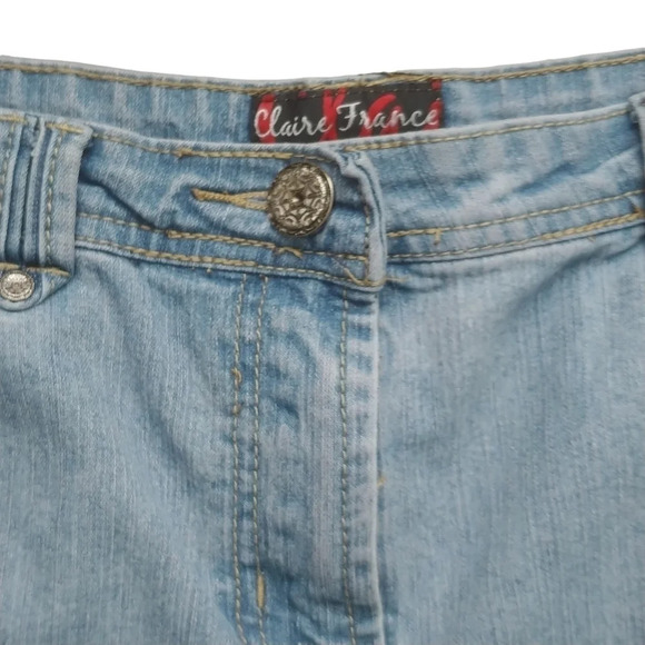 Claire France Cotton  Denim Faded Jean Shorts 14/16 - Picture 4 of 7